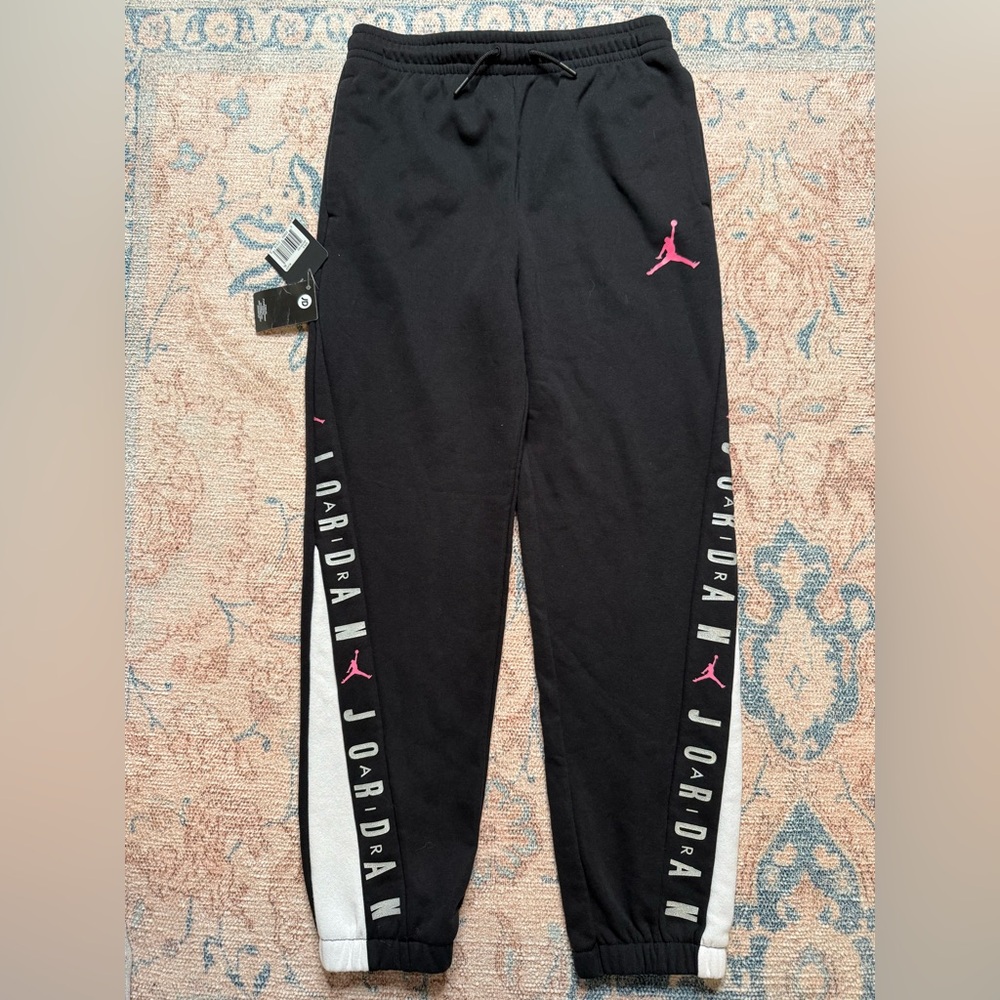 Jordan Black Joggers with Pink Logo (With Tags)